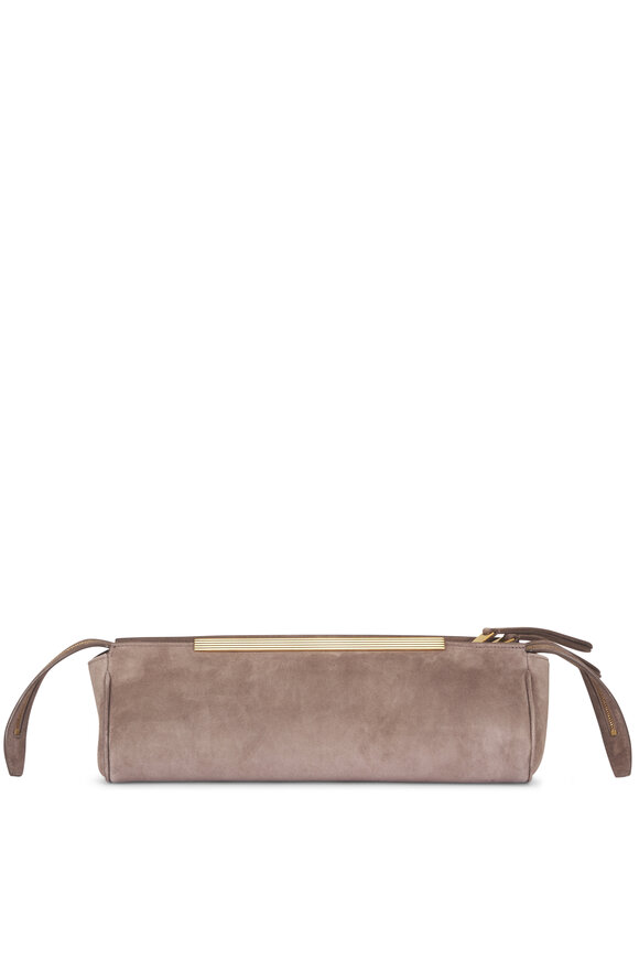 Khaite Donna Morning Dove Suede Evening Clutch - view 3