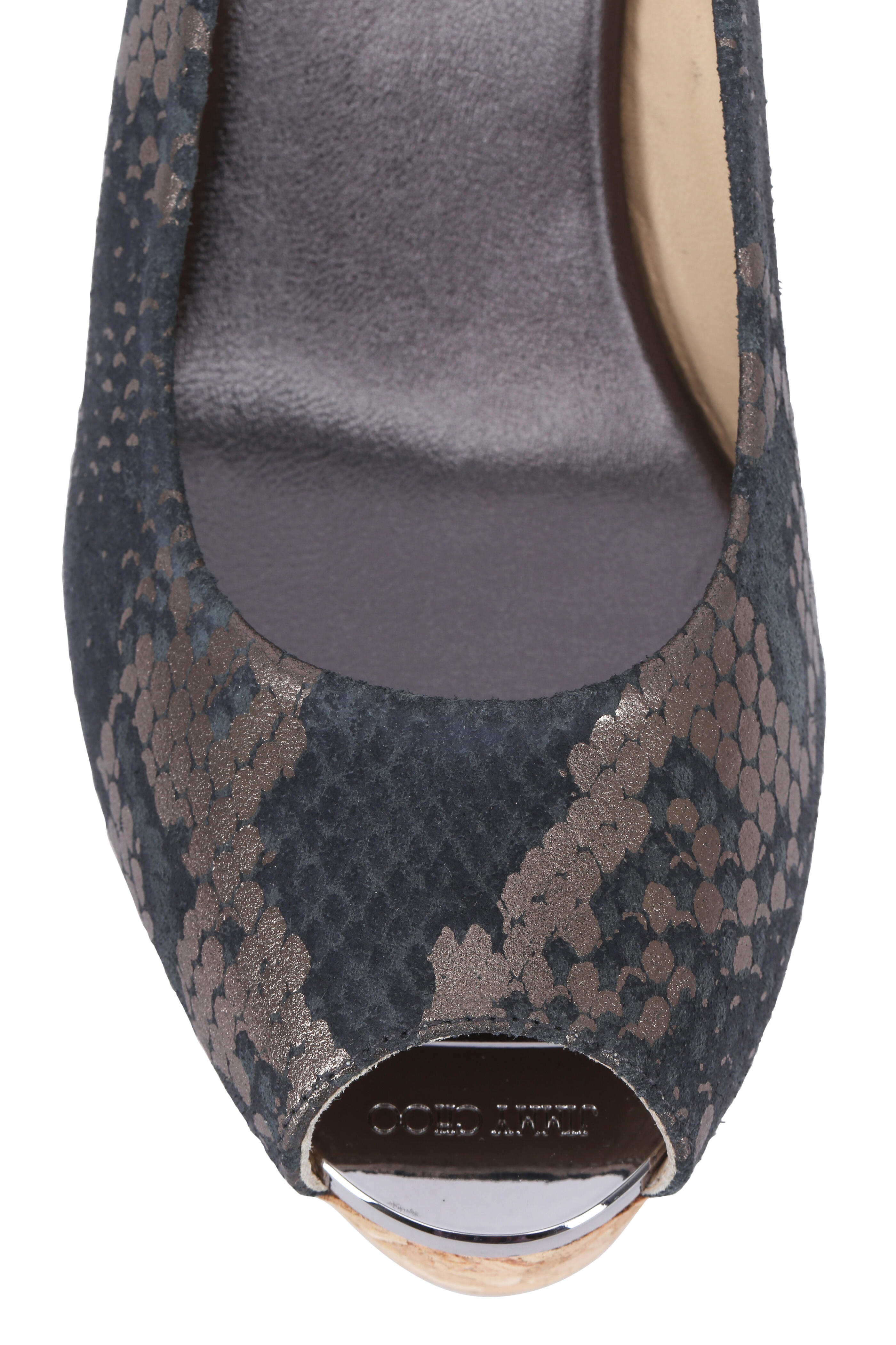 Jimmy Choo - Praise Snakeskin Embossed Suede Wedge, 70mm