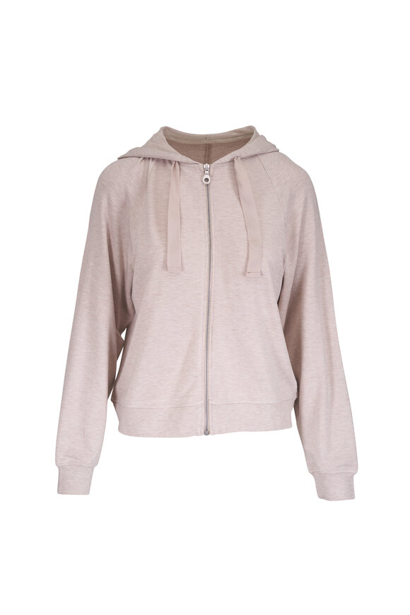 Majestic Ecru French Terry Zip Front Hoodie