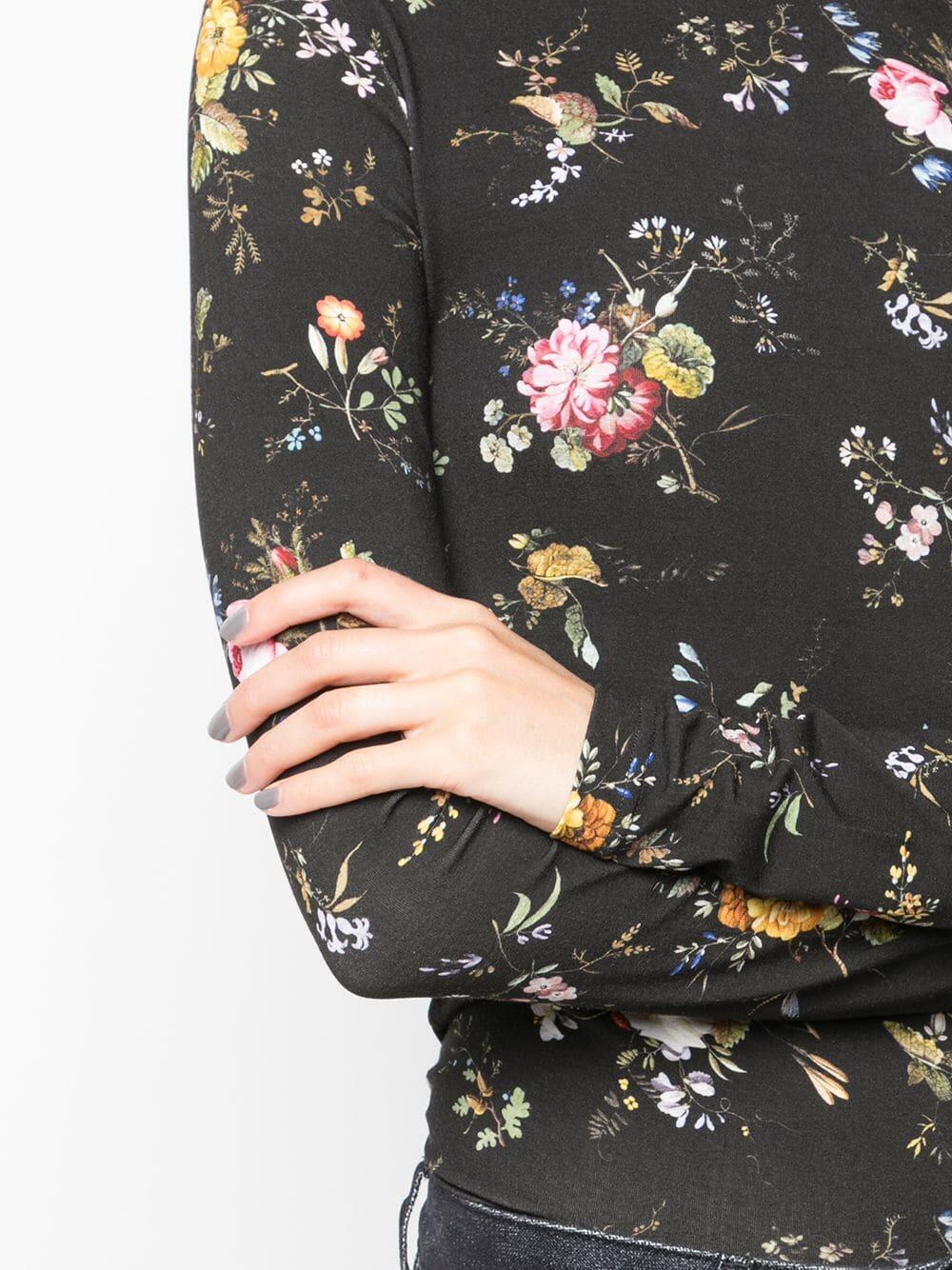 R13 Black Floral Print Turtleneck Mitchell Stores