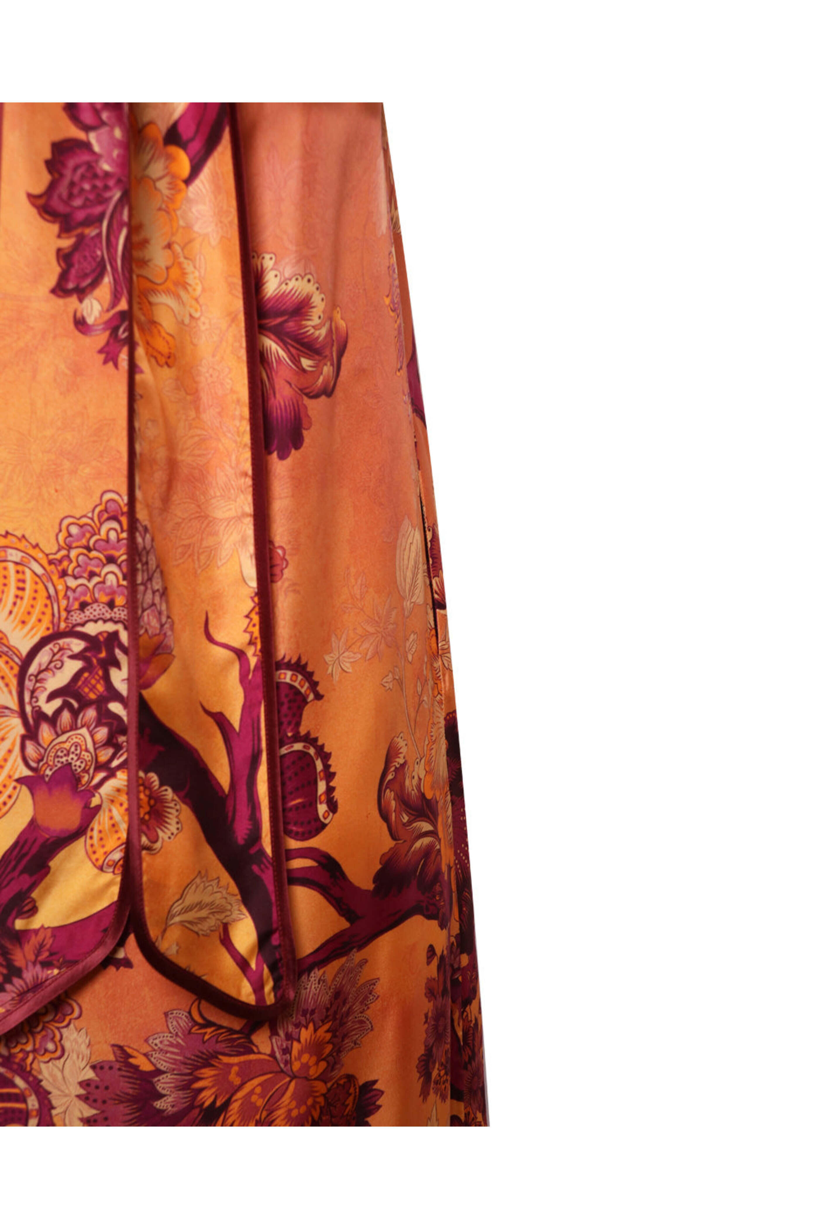 F.R.S. - Orange Flower Print Scarf Neck Edilogo Dress