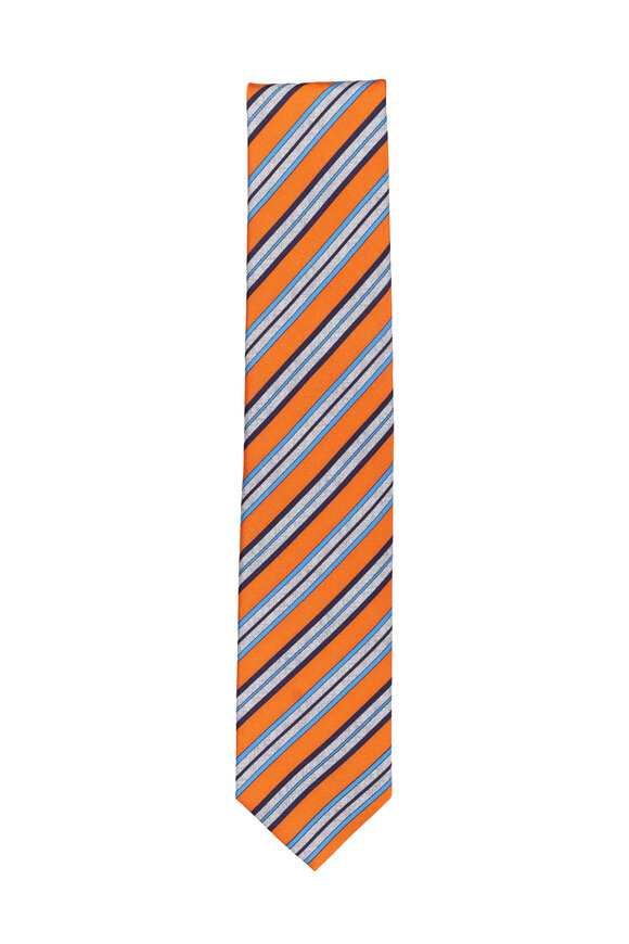 Momas Orange & Blue Stripe Necktie