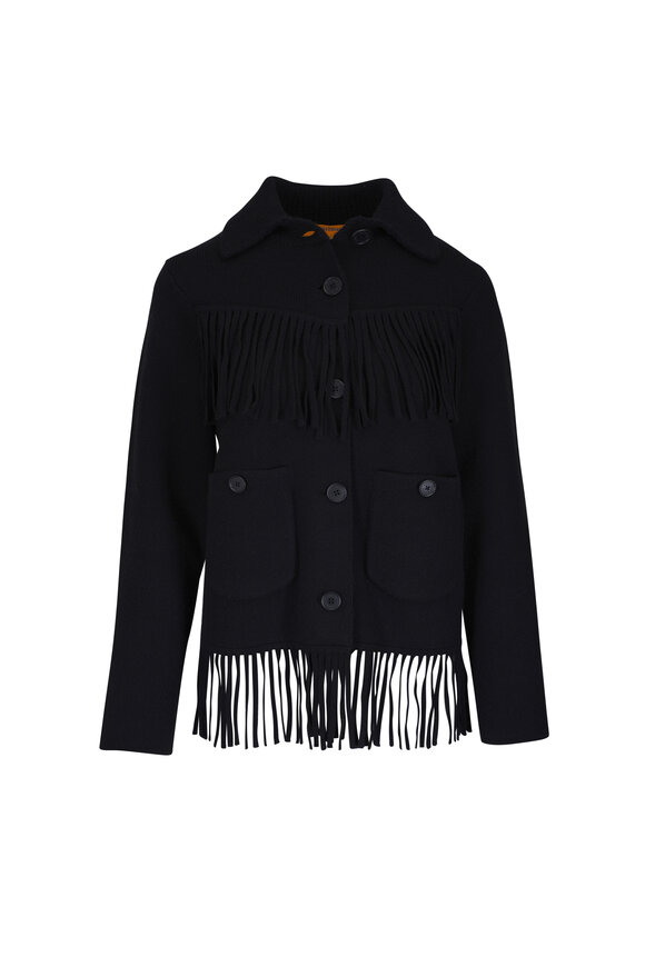 Guest in Residence Black Wool & Cashmere Western Fringe Jacket