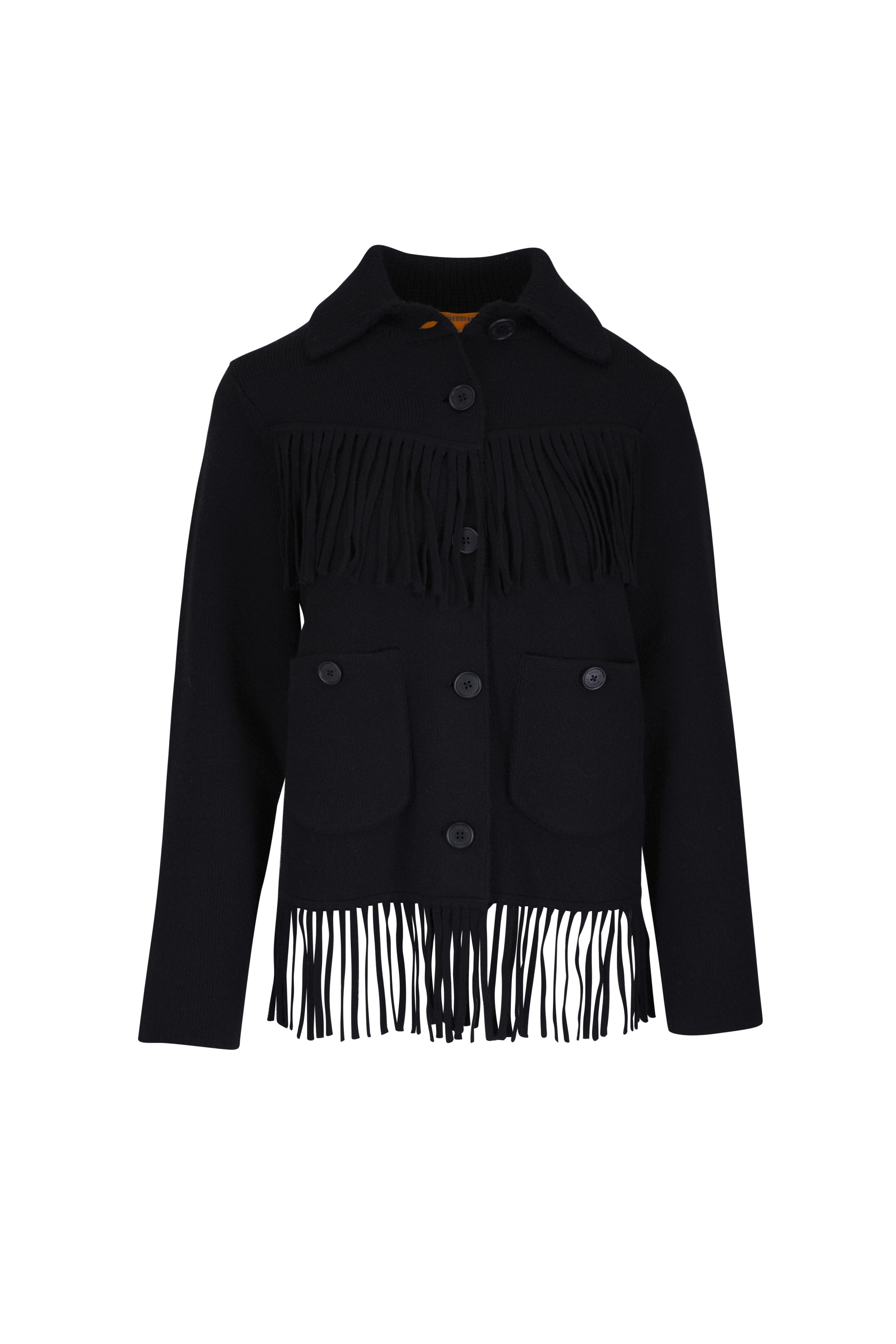 Guest in Residence - Black Wool & Cashmere Western Fringe Jacket
