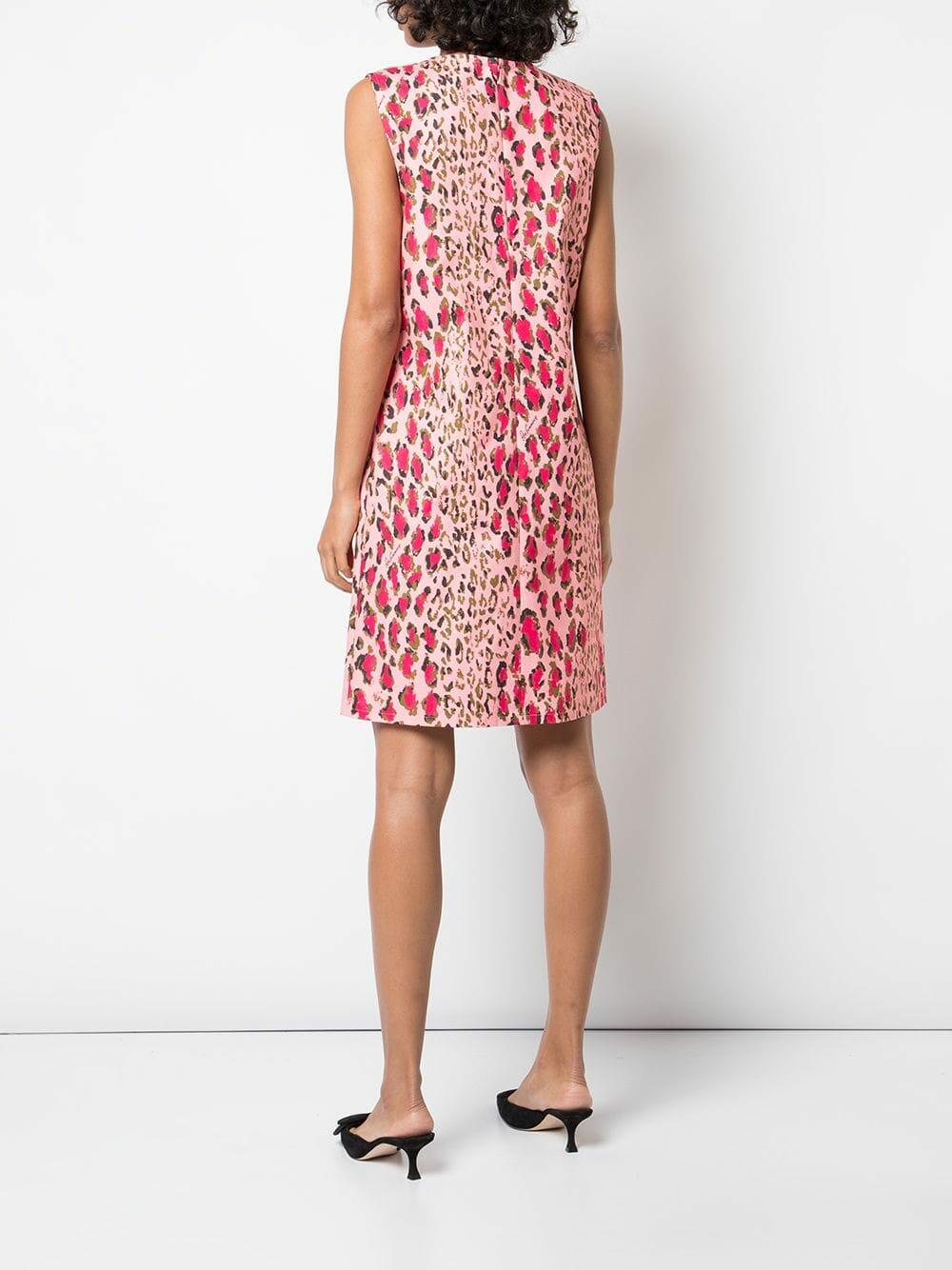 Carolina Herrera - Pink Leopard Stretch Cotton Sleeveless Dress