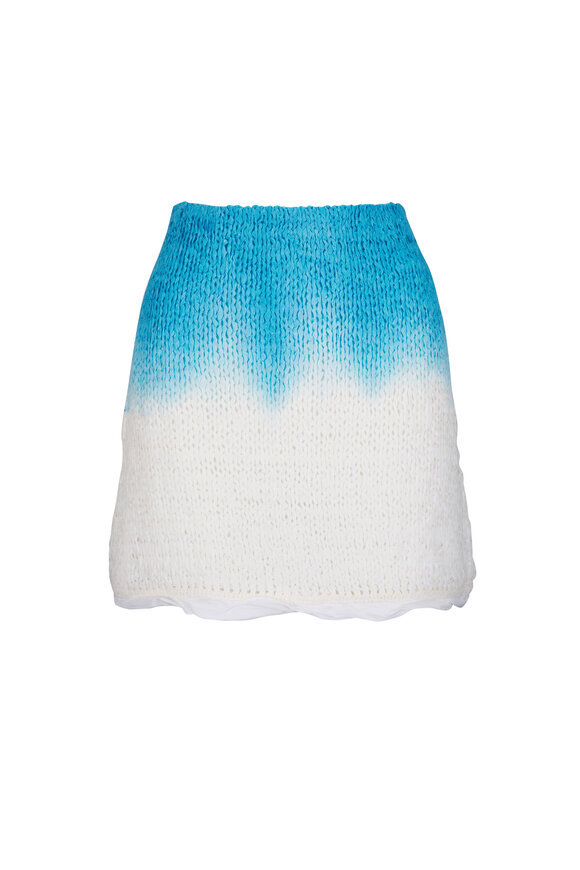 Bottega Veneta Chalk & Skyline Blue Overdyed Knit Mini Skirt - view 1
