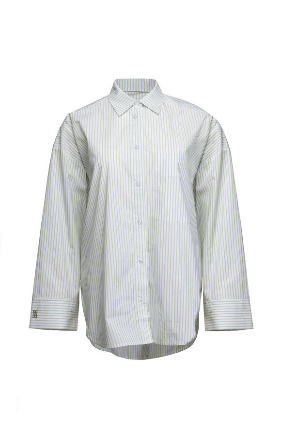 Malene Birger Derris White & Green Twin Stripe Shirt