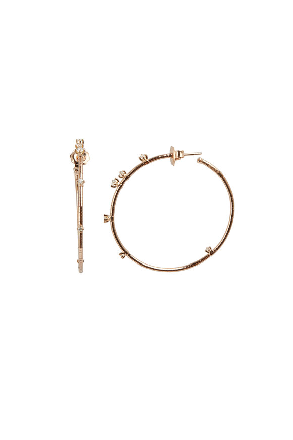 Mattia Cielo - 18K Rose Gold Diamond Rugiada Hoops