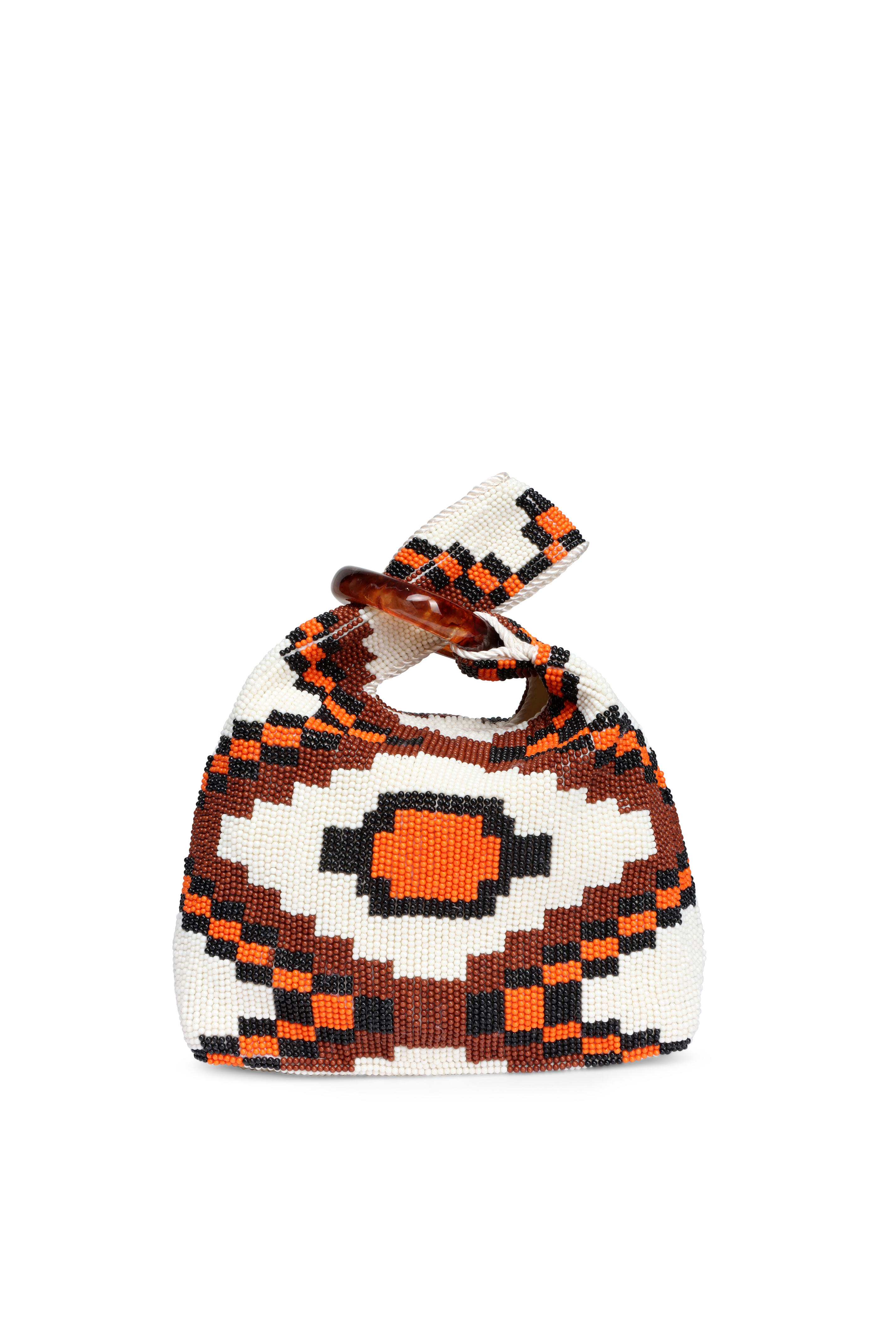 Veronica Beard - Orange Beaded Swing Top Handle Clutch