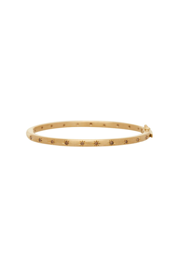 Caroline Ellen - Yellow Gold Diamond Hinge Bangle