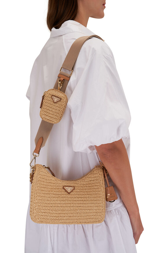 Prada - Re-Edition Natural Raffia Crochet Shoulder Bag 