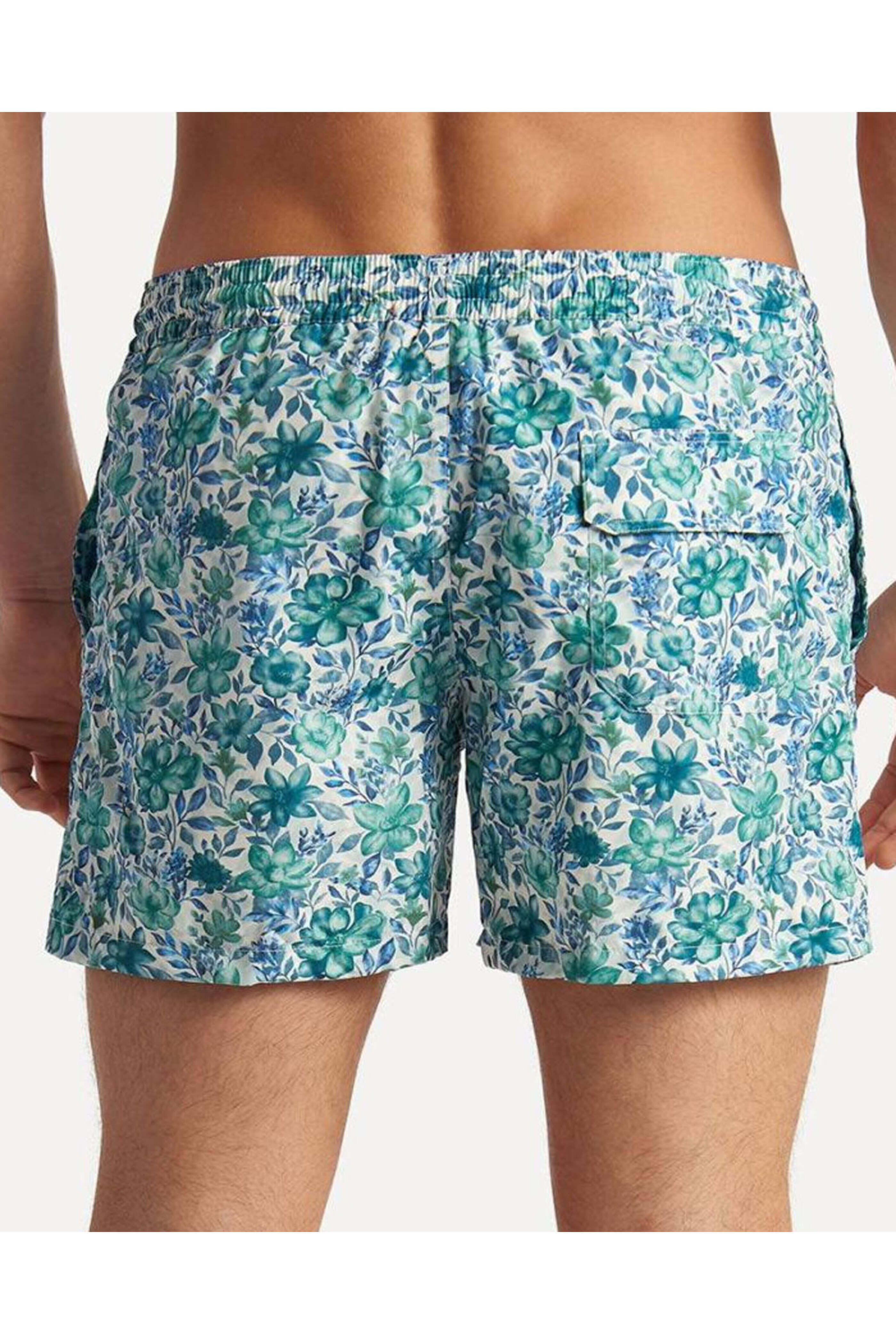 Isaia - Blue and Green Floral Swim Short