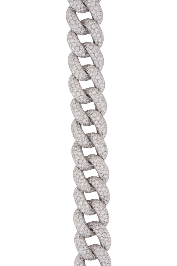 Kai Linz 18k White Gold White Diamond Cuban Link Bracelet - view 2
