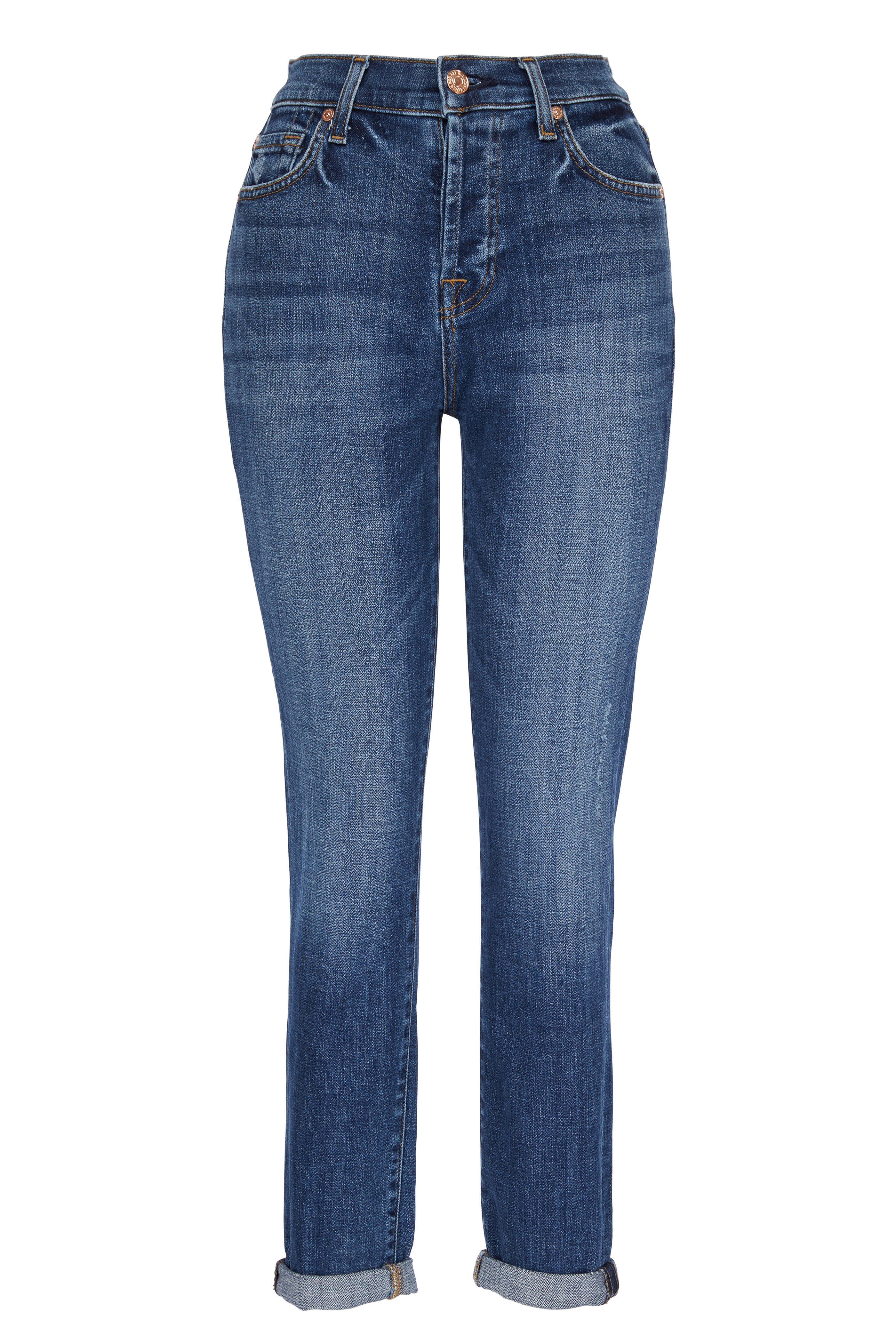 7 For All Mankind - Josefina Medium Blue Feminine Boyfriend Jean