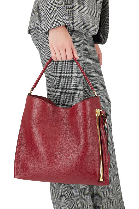 Tom Ford - Alix Garnet Grained Leather Small Hobo Bag