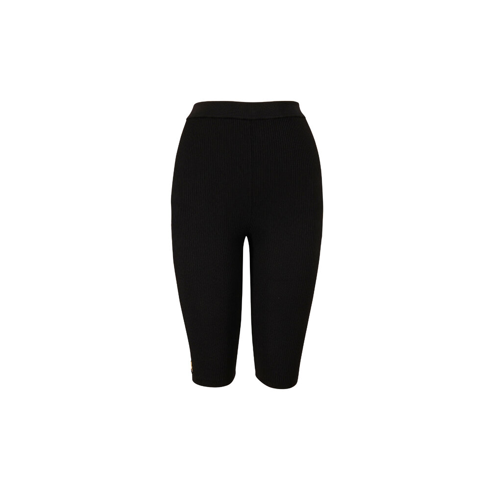 Saint Laurent - Black Ribbed Bike Shorts | Mitchell Stores
