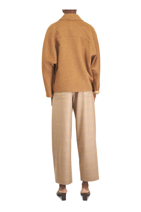 Kiton Ochre Wool & Cashmere Check Barrel Leg Pant - view 3