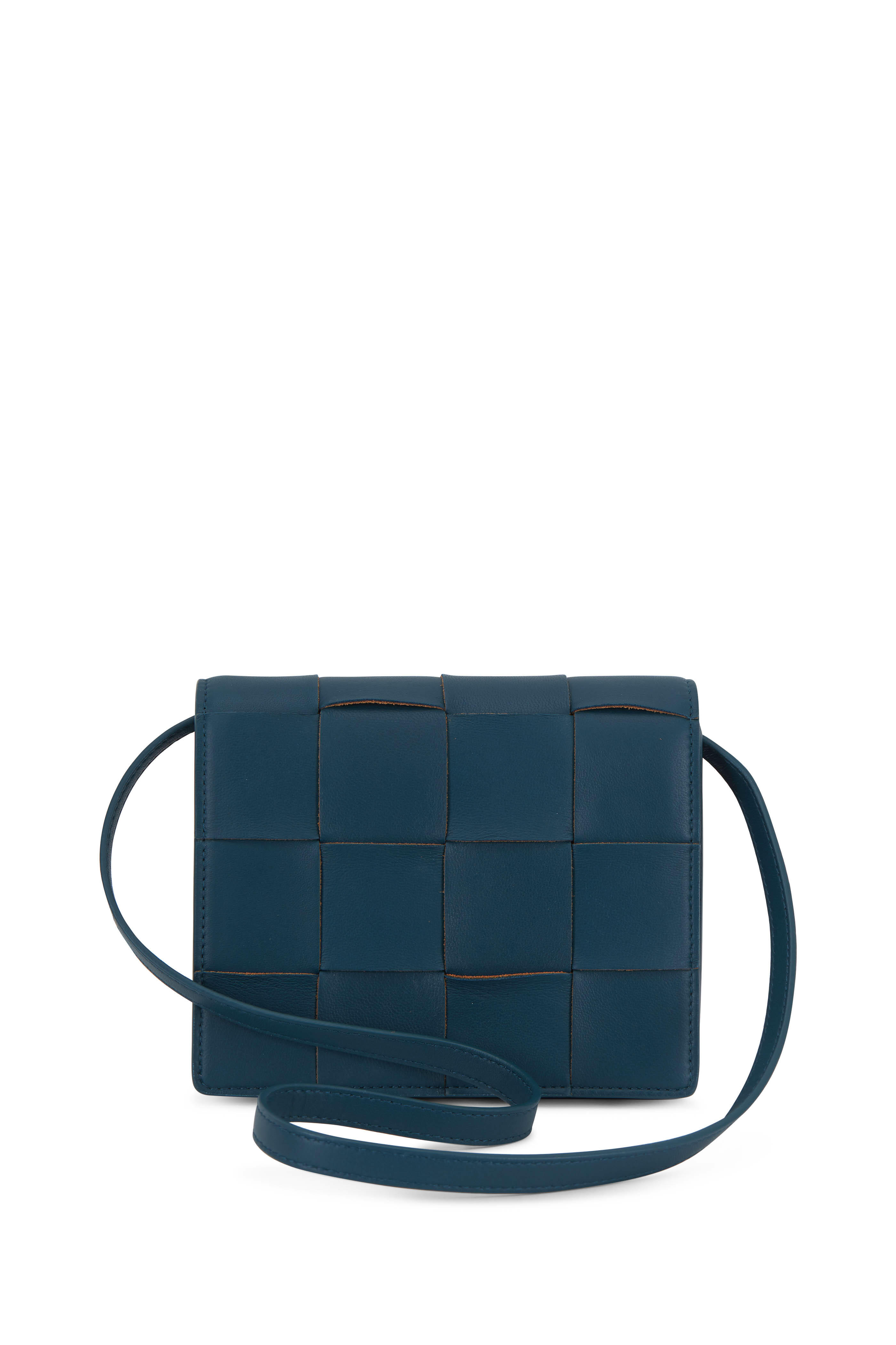 Bottega Veneta - Cassette Petrol Leather Mini Crossbody Bag