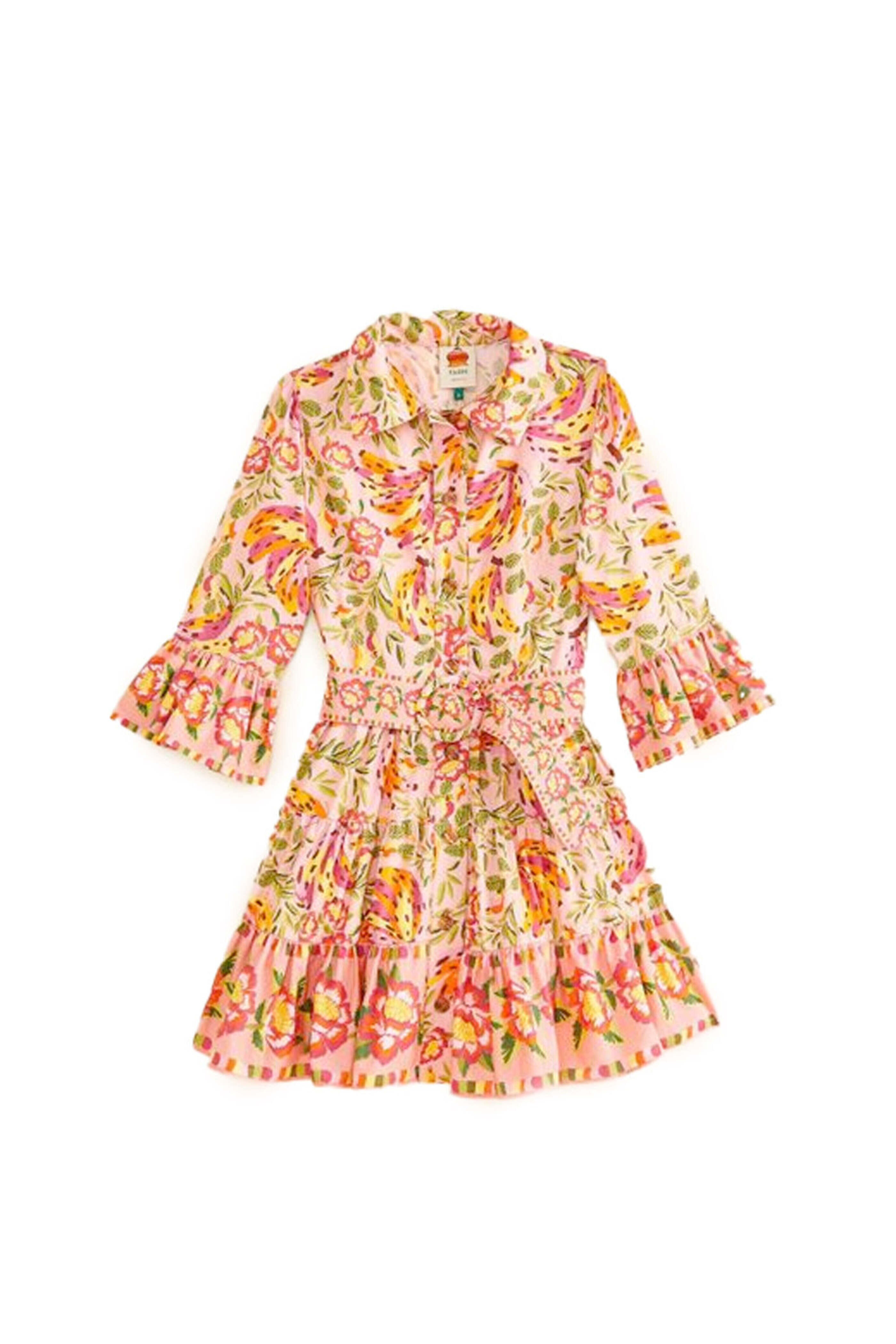 Farm Rio - Painted Bananas Pink Mini Dress