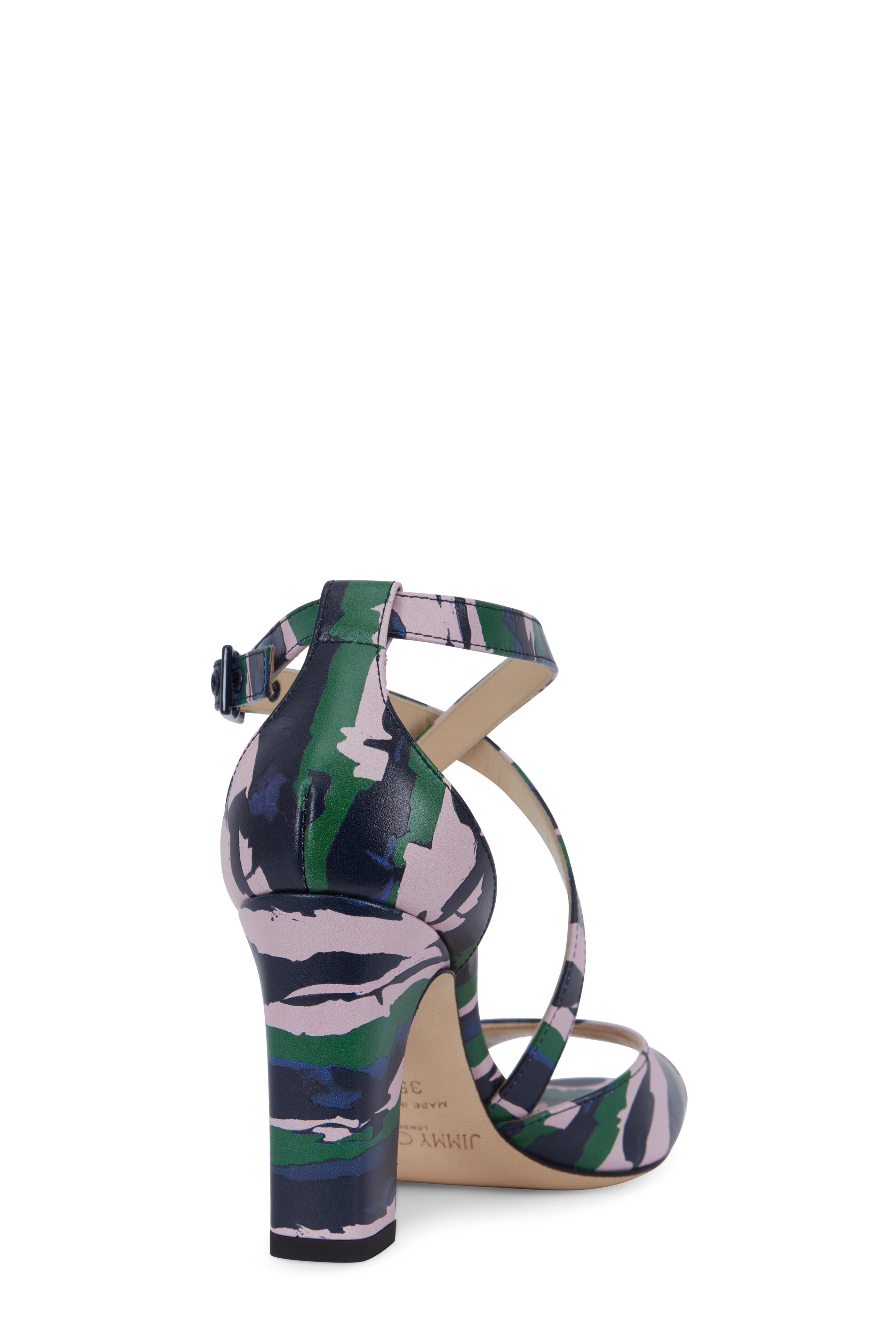 Jimmy Choo - Carrie Navy & Rosewater & Lime Print Sandal, 85mm