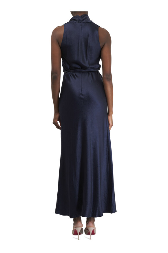 Peter Cohen - Apres Navy Hammered Silk Wrap Dress