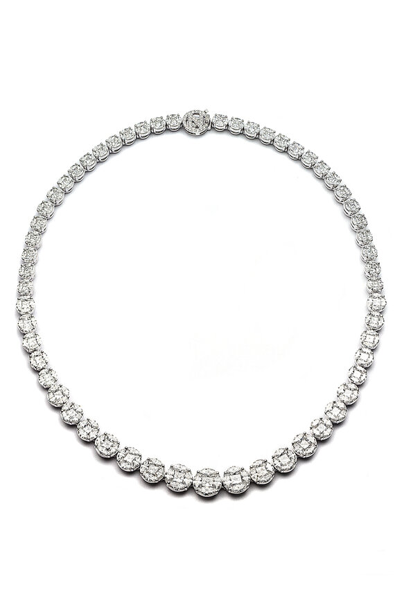 Nam Cho Invisible 18.8CT Diamond Riviera Necklace