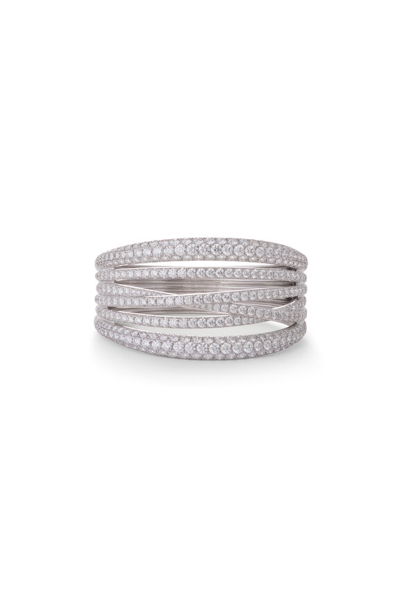 Sidney Garber 18k White Gold Pave Diamond Scribble Bracelet