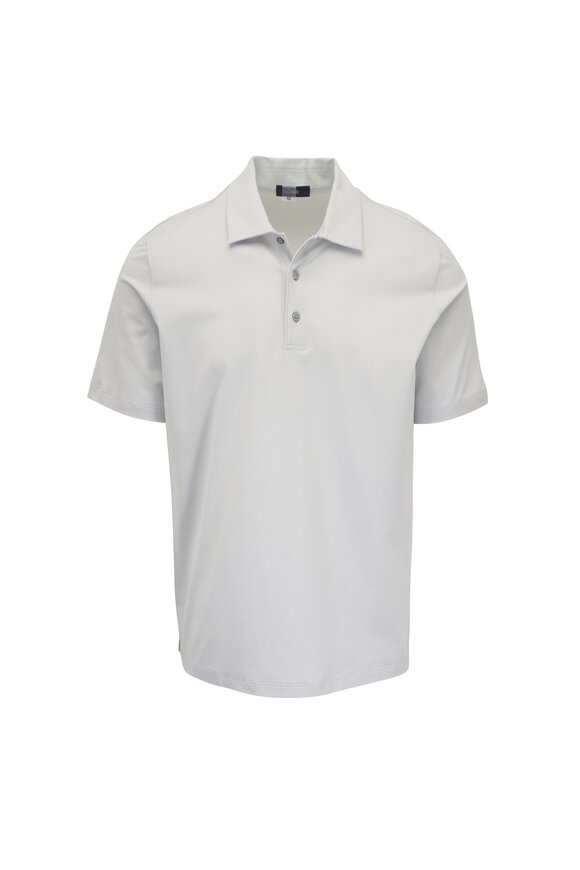 Herno Pearl Gray Cotton Short Sleeve Polo