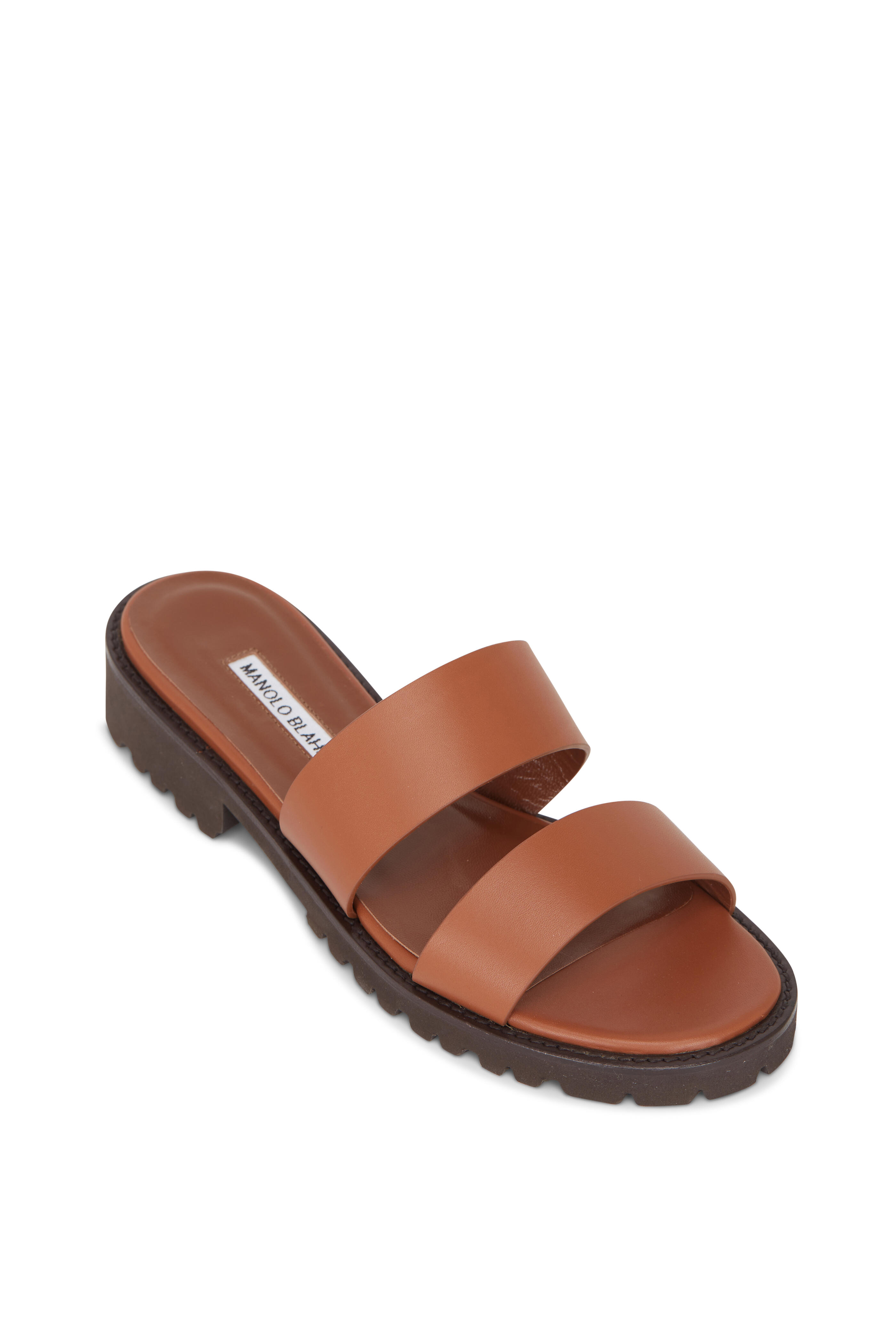 Manolo Blahnik - Gadmu Luggage Leather Lug Sole Flat Sandal