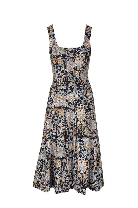 Veronica Beard Jolie Black Multi Paisley Print Dress