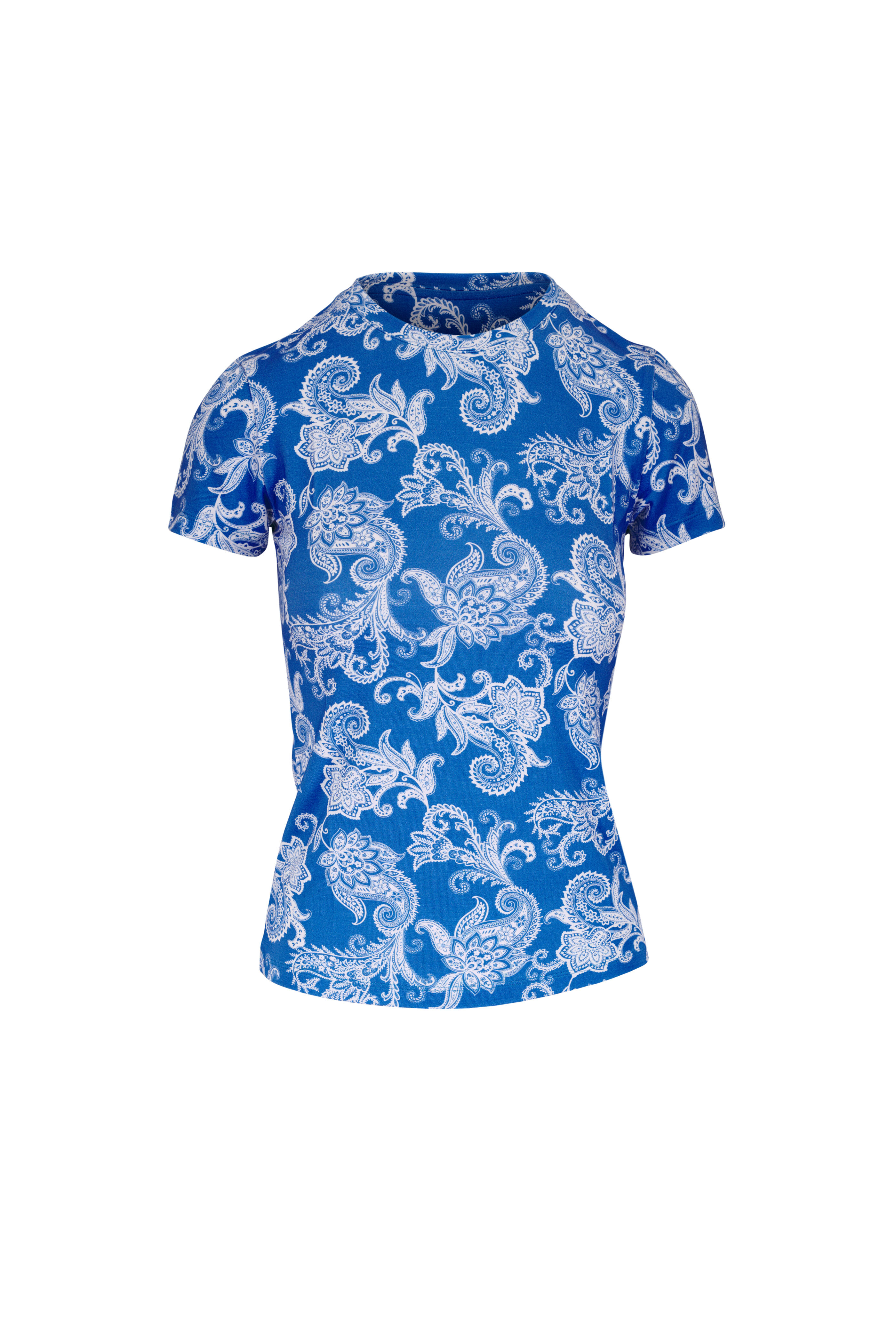 L'Agence - Ressi Blue & Ivory Paisley Print T-Shirt