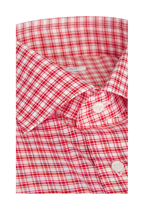 Fray Red Plaid Cotton Dress Shirt - view 2