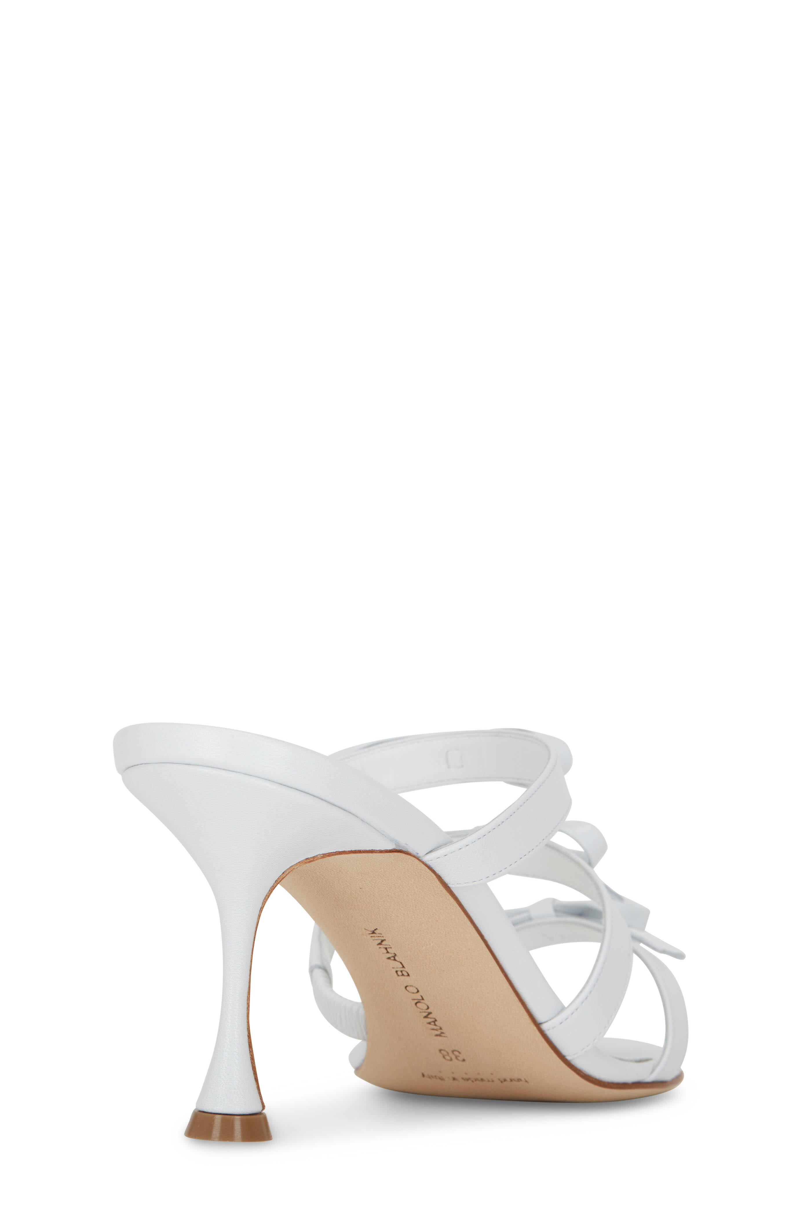 Manolo Blahnik - Ircanamu White Leather Mule, 70mm
