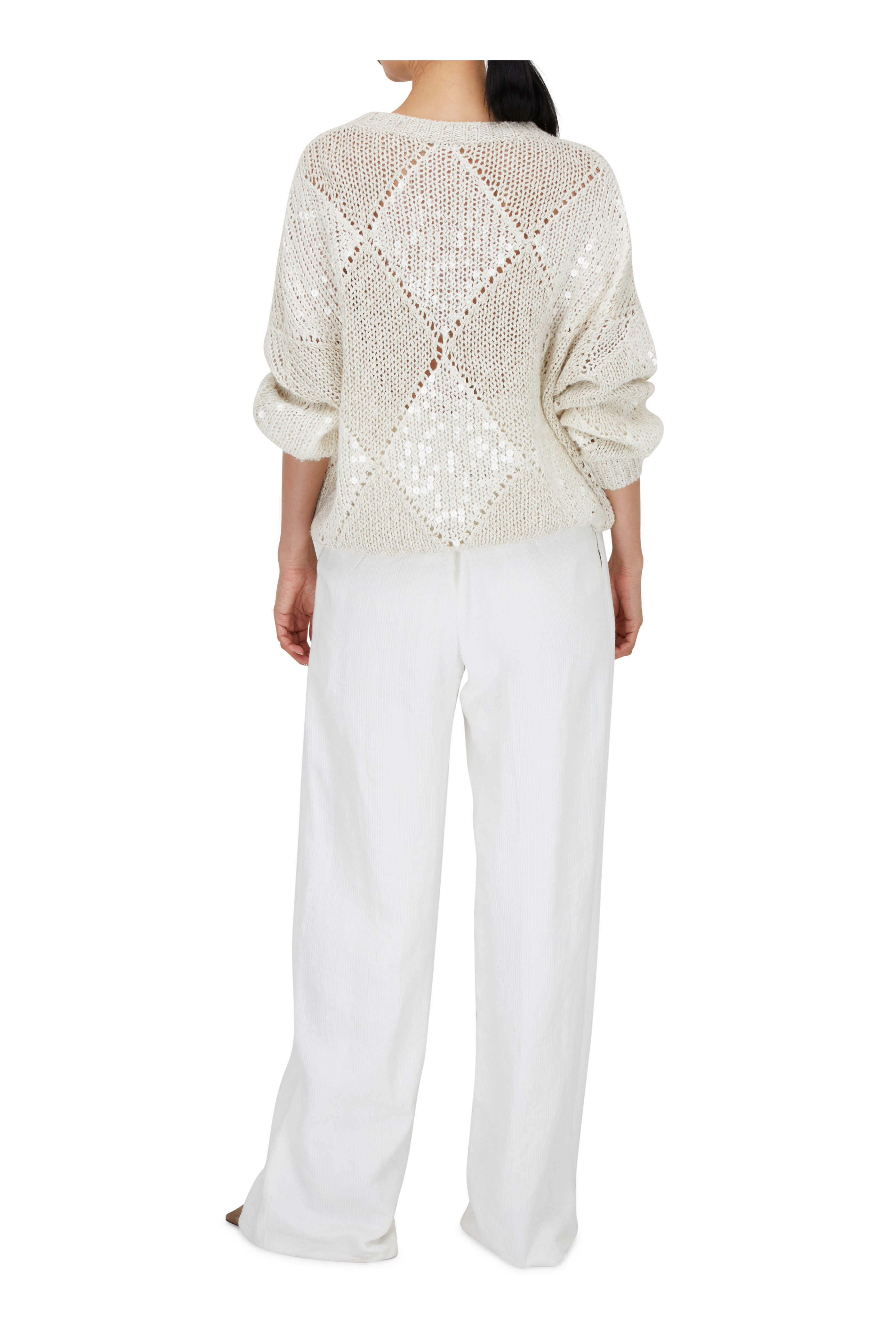 Brunello Cucinelli - Oat Opera Knit Paillette Sweater