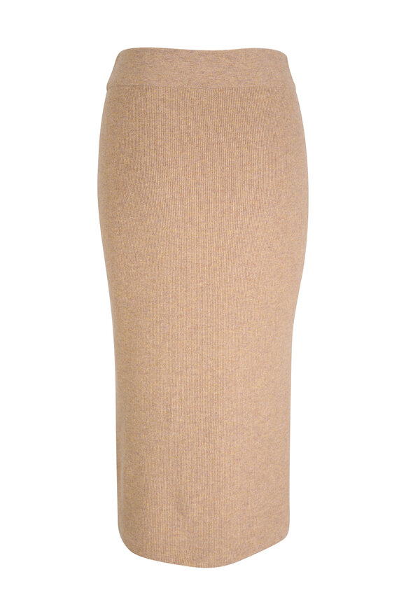 Akris Punto - Caramel Wool & Cashmere Ribbed Knit Midi Skirt