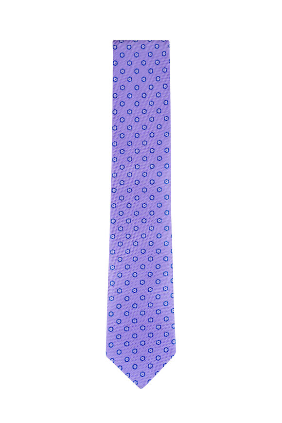 Canali Lavender Geometric Silk Necktie - view 1