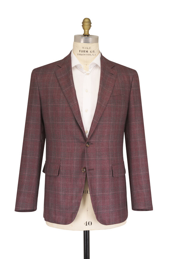 Canali Kei Garnet Plaid Silk & Cashmere Sporcoat - view 3