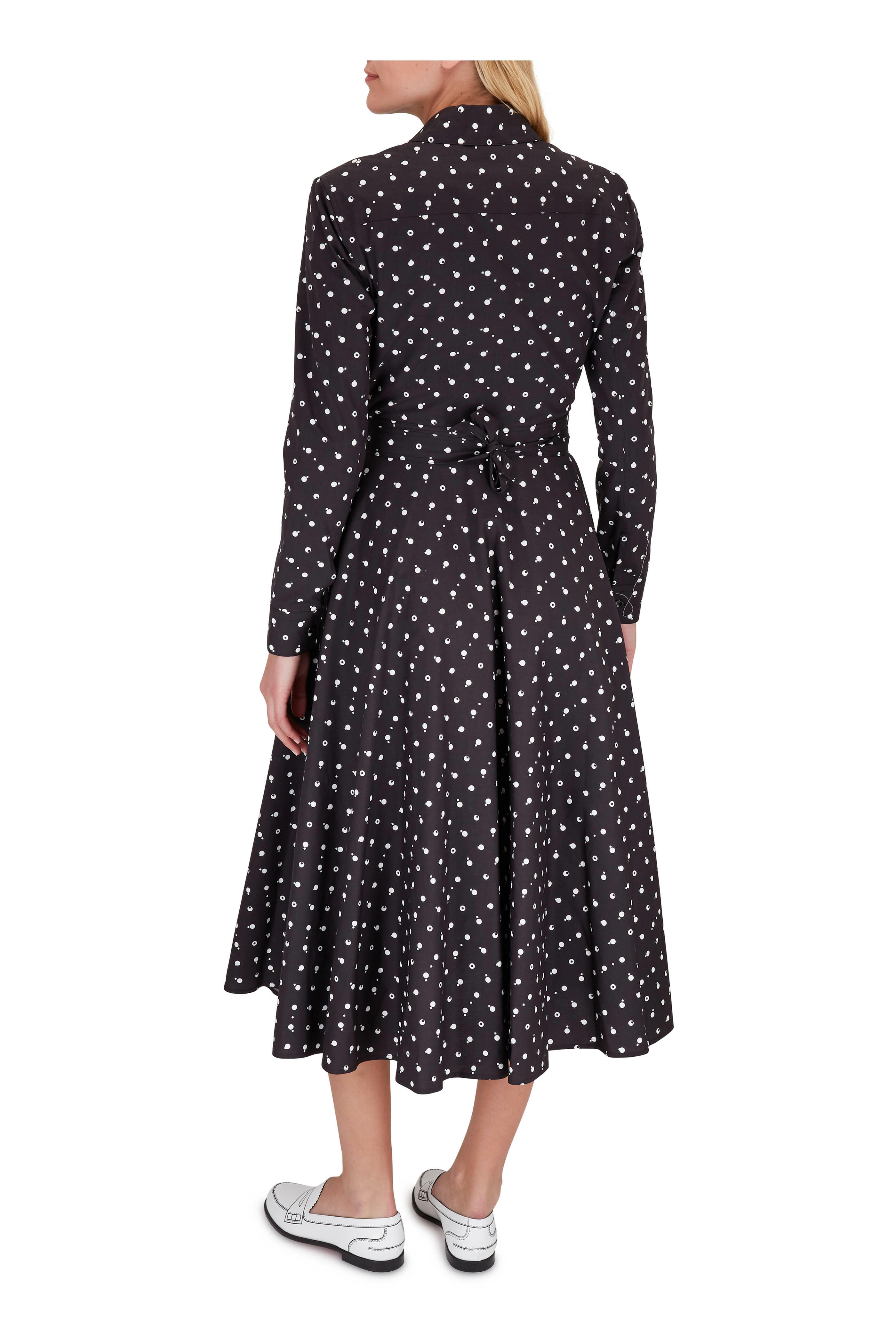 Rosetta Getty - Black & White Printed Apron Wrap Shirtdress