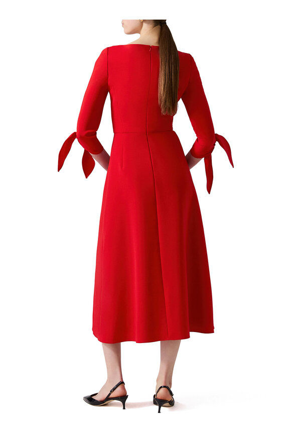 Carolina Herrera - Red Tie Sleeve Midi Dress 