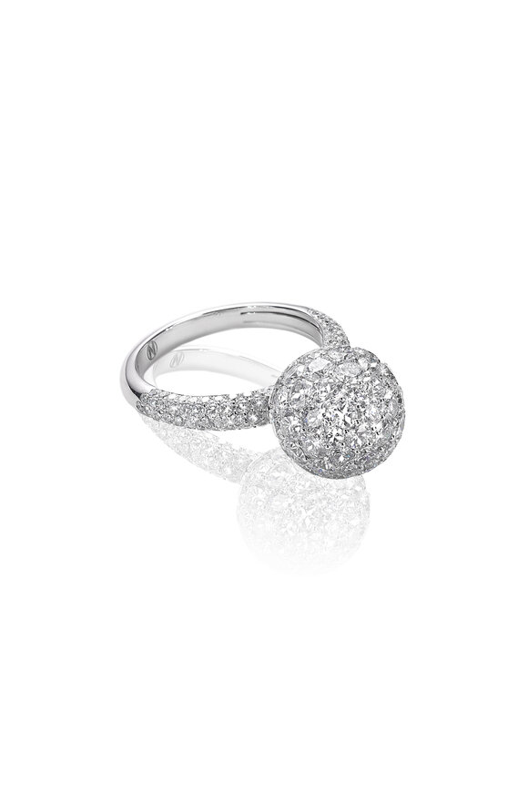 Nam Cho 18k White Gold Diamond Pavé Sphere Ring