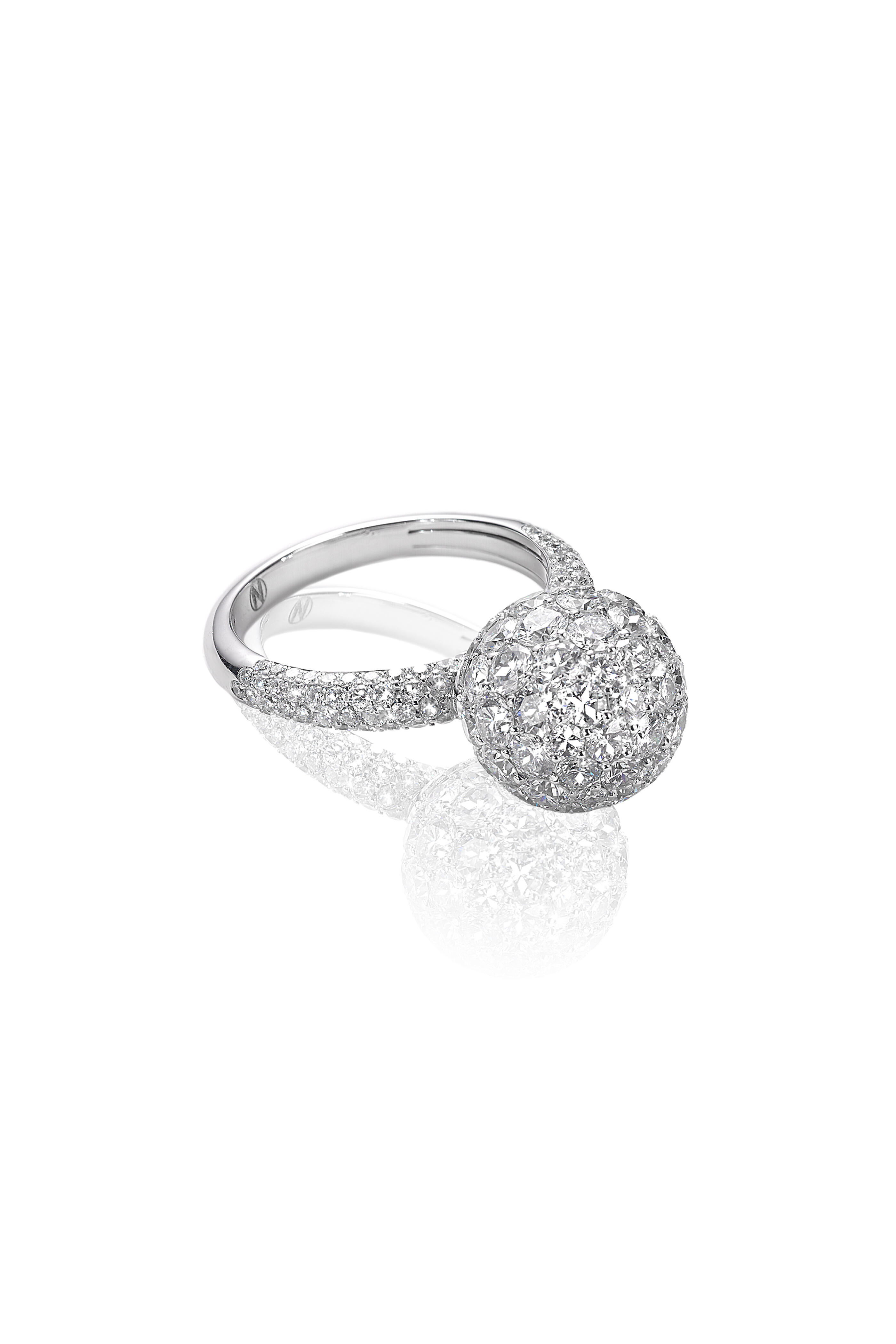 Nam Cho - 18k White Gold Diamond Pavé Sphere Ring