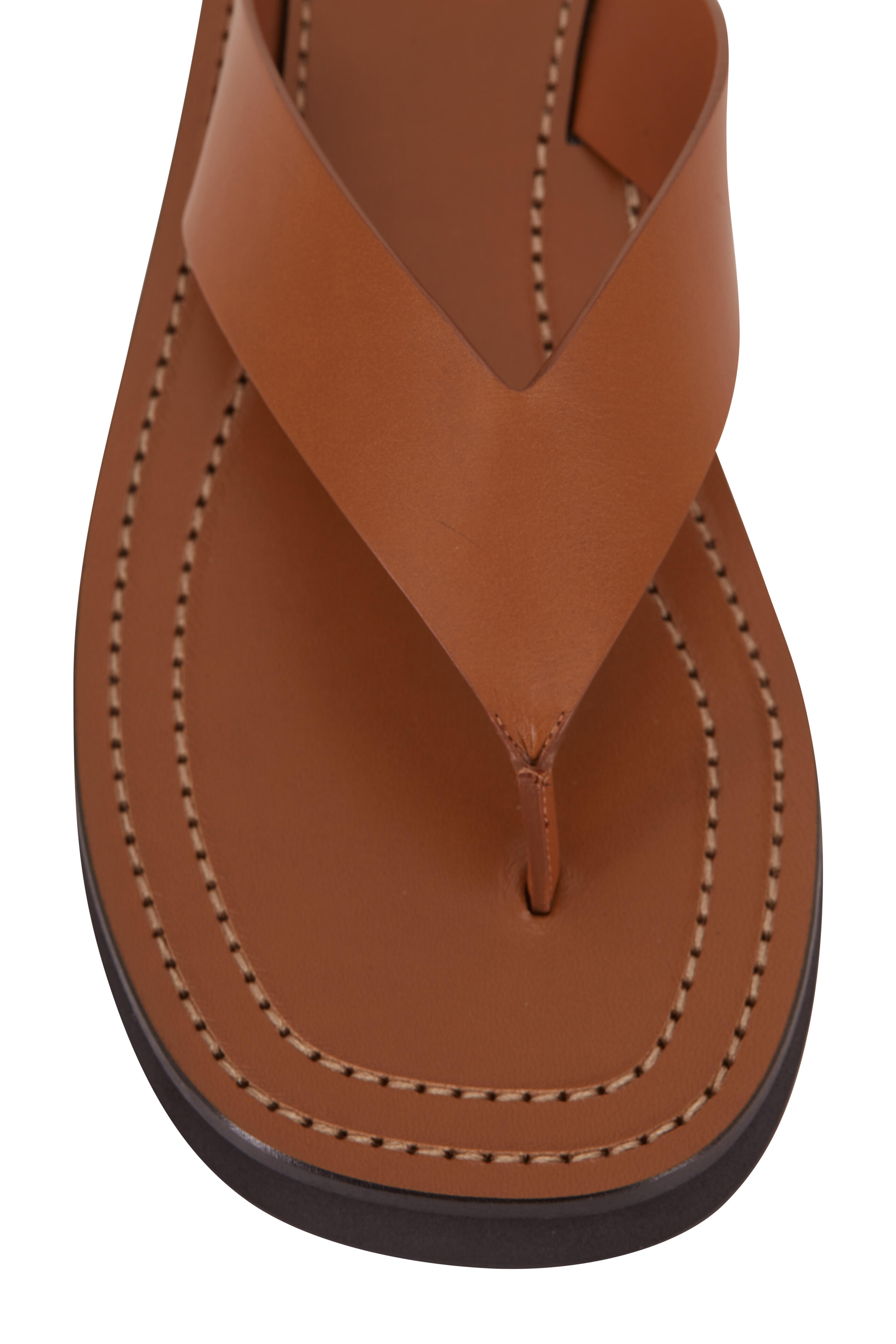 The Row - Ginza Caramel Leather Thong Sandal | Mitchell Stores