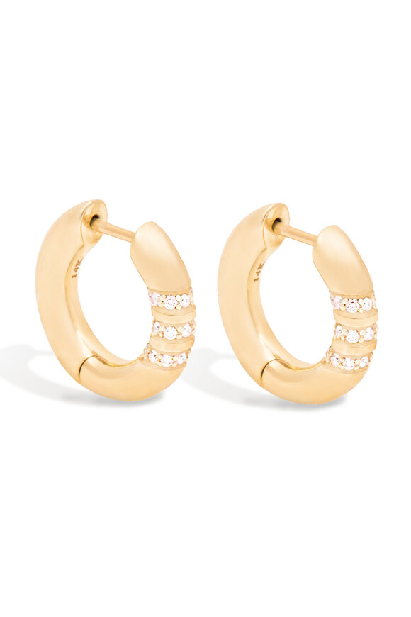 Campbell + Charlotte 14k Yellow Gold Diamond Crew Round Huggie - view 2