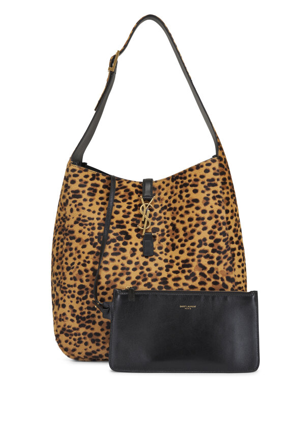 Saint Laurent Large Le 5A7 Leopard Print Hobo Bag - view 5