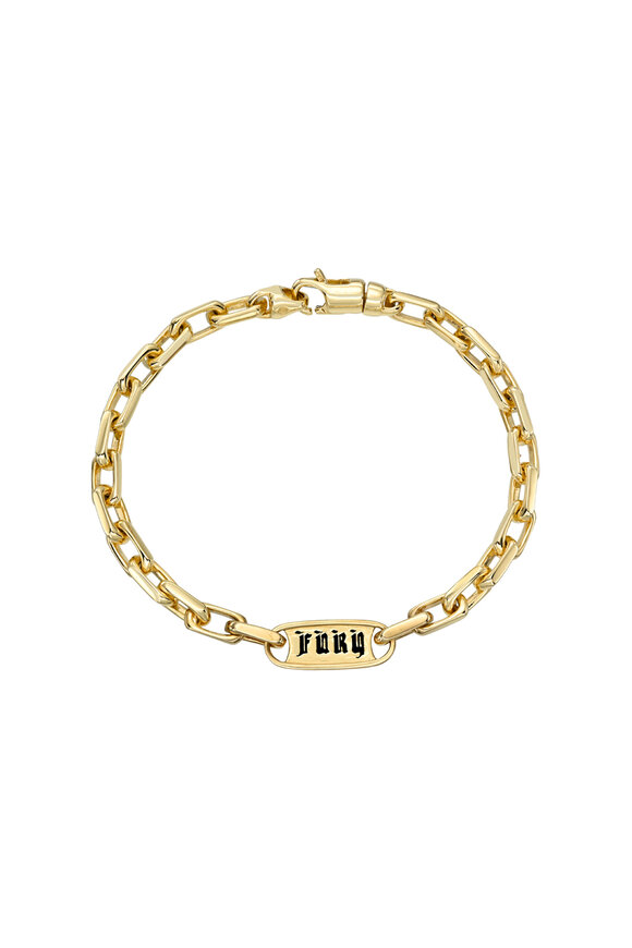 Dru 14k Yellow Gold Black Enamel Love & Fury Bracelet - view 1