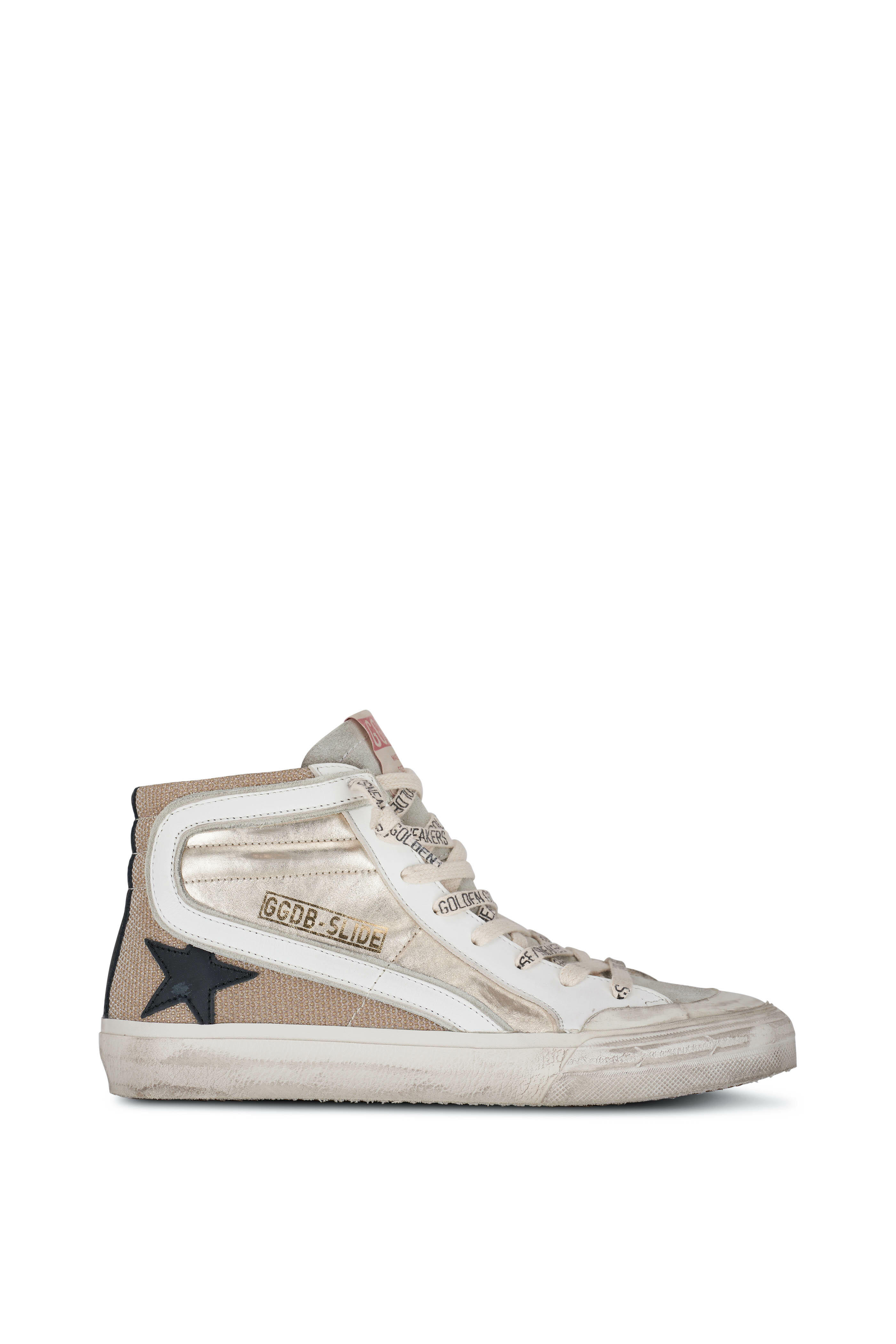 スニーカー Golden  Slide Penstar Classic Sneakers Golden Goose - Slide Penstar Platinum Gold & Black Star Sneaker