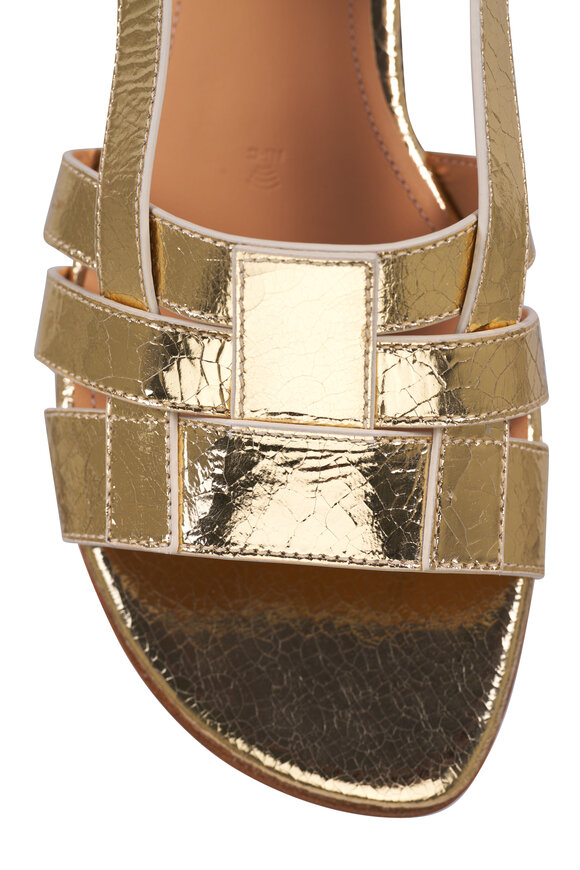 Santoni - Venere Metallic Gold Leather Flat Sandal