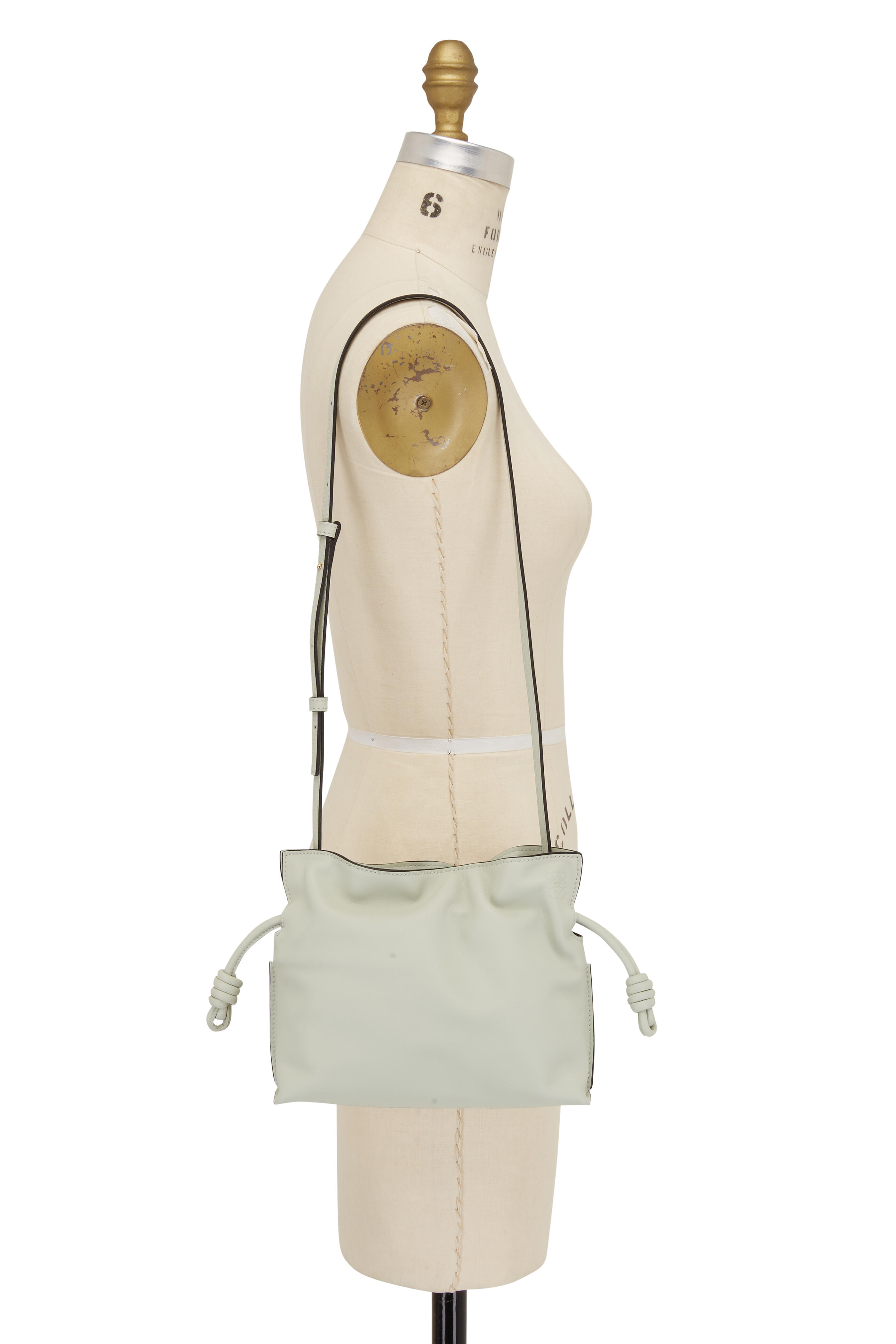 Loewe - Mini Flamenco Light Celadon Leather Knot Clutch