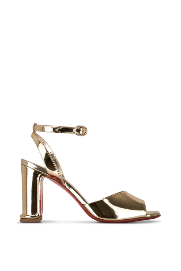 Christian Louboutin - Amalili Metallic Gold Peep Toe Sandal, 85mm