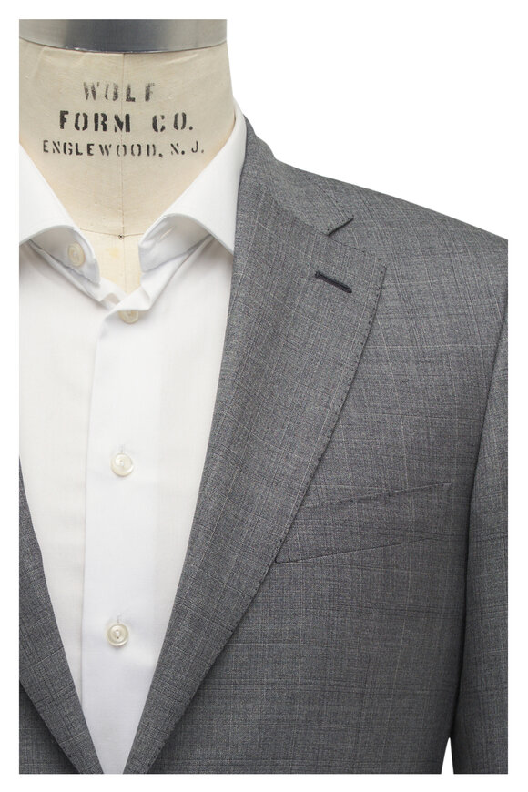 Brioni Gray Tonal Check Wool & Silk Suit